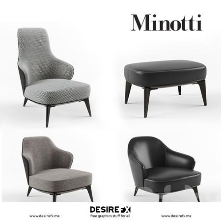 Desire FX 3d models | Minotti Leslie armchair set