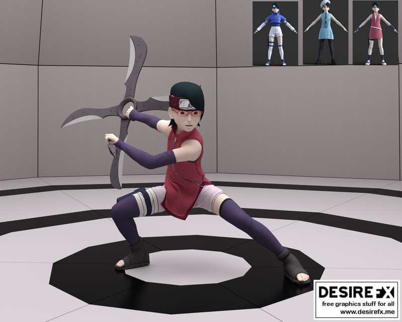 Sarada Uchiha - Boruto 3D model rigged