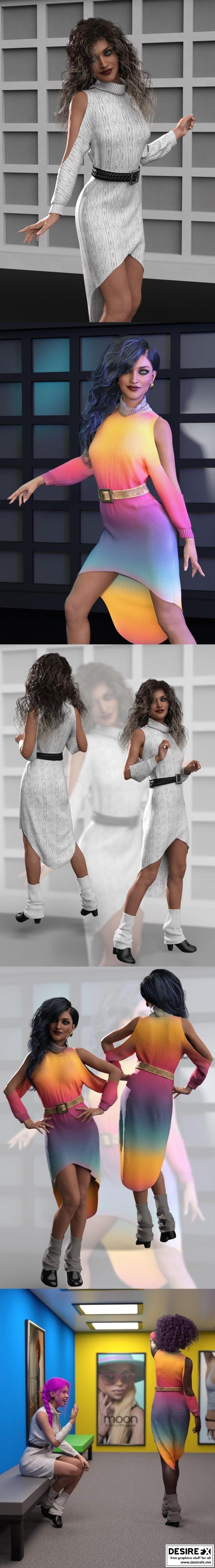 Desire FX 3d models | dForce Cold Shoulder Dress for Genesis 8 and 8.1 ...