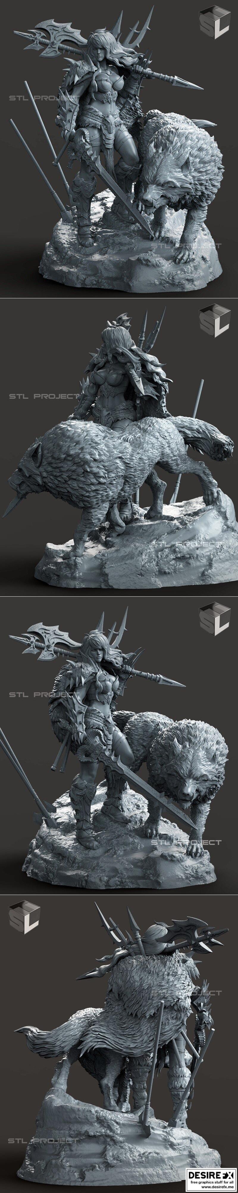 Desire FX 3d models | Barbarian and the Wolf – 3D Print Model