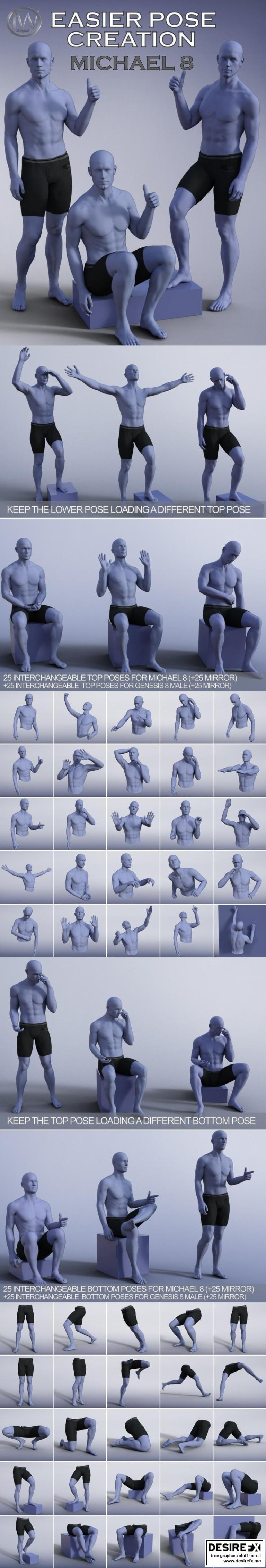 Desire FX 3d models | Easier Pose Creation for Genesis 8 Male and Michael 8