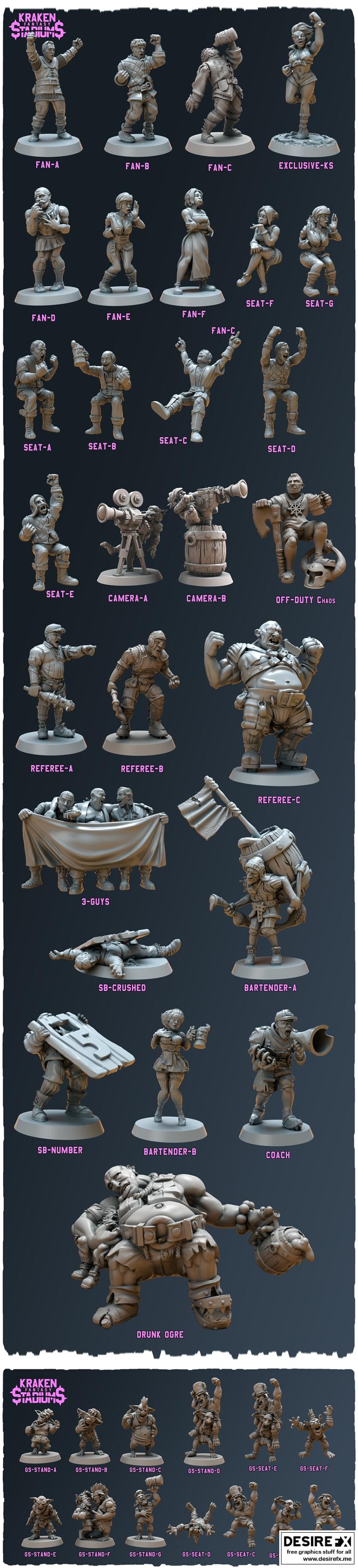 Desire FX 3d models | Kraken Fantasy Stadium Miniatures Pack – 3D Print ...
