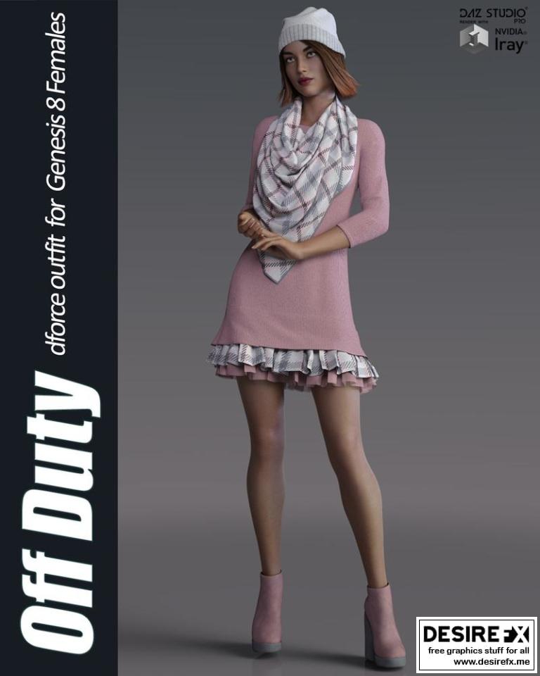 Desire FX 3d models | Off Duty dForce outfit for Genesis 8 Female(s)