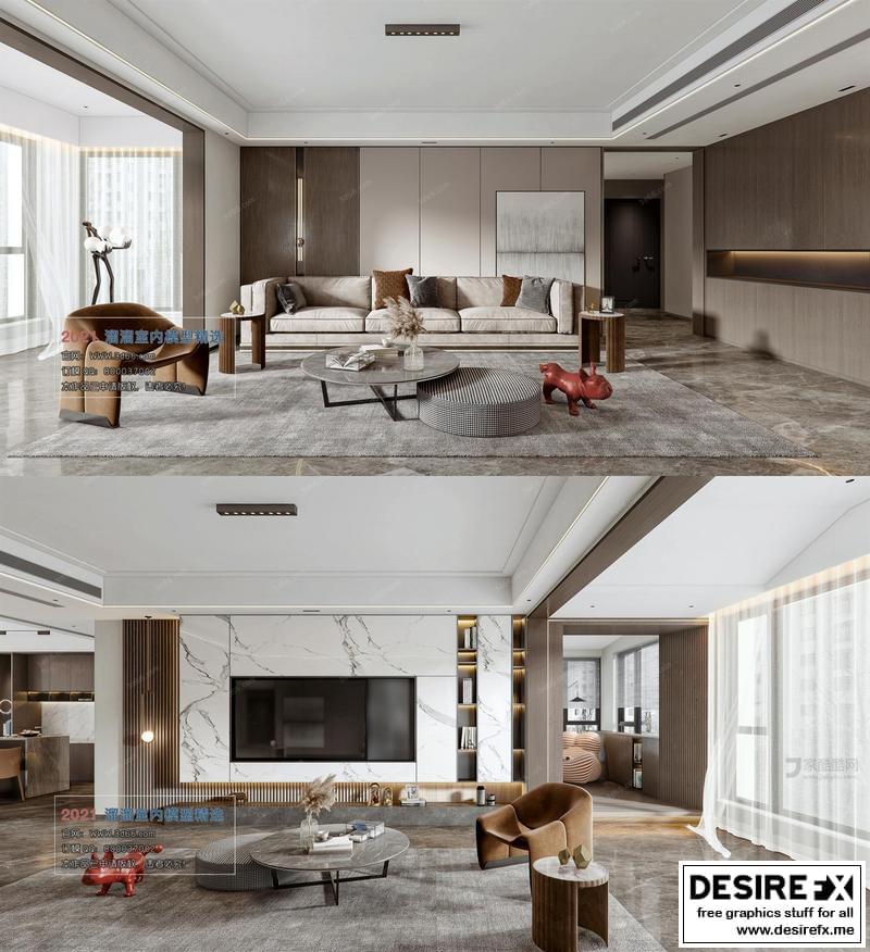 Desire FX 3d models | A010 – Modern style LivingRoom – Vray model