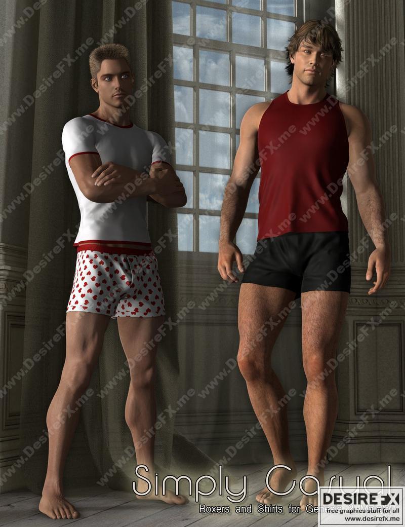 Desire FX 3d models Simply Casual Boxers and Shirts for Genesis