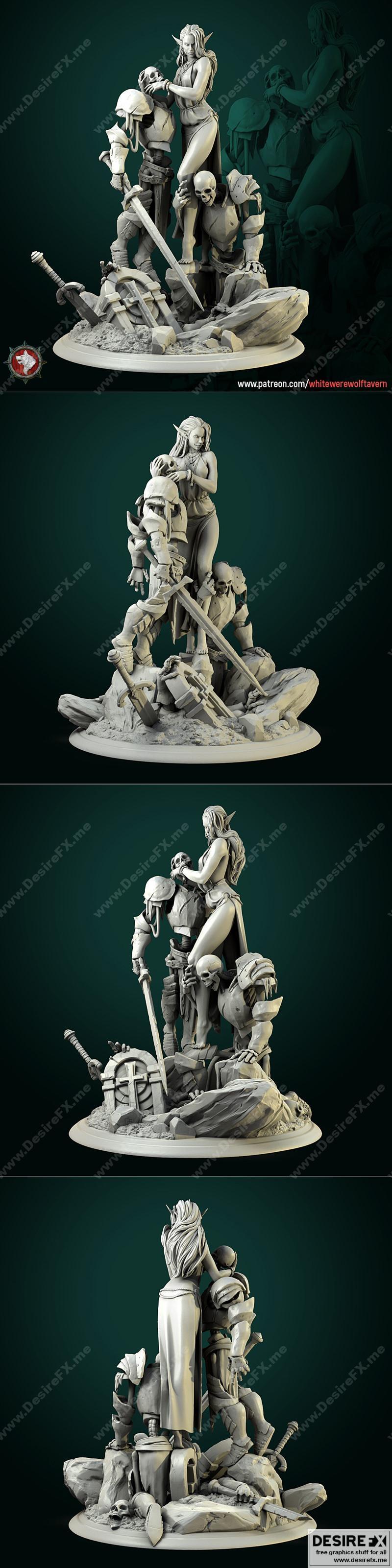 Desire FX 3d models | Diorama Laedria the Necromancer with skeletons ...