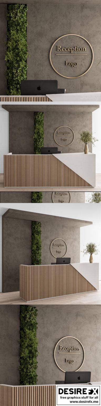 Desire FX 3d models | Reception Desk and Wall Decoration Set 08 – 3D Model