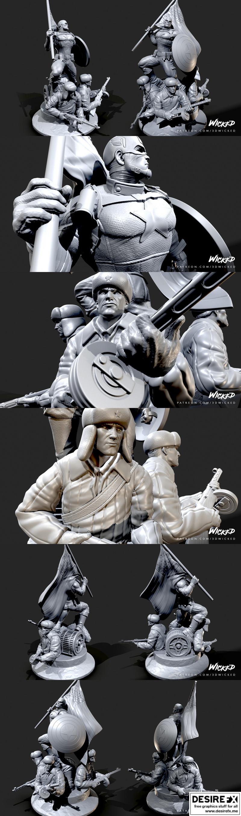 Desire FX 3d models | Captain America Statue – 3D Print Model STL