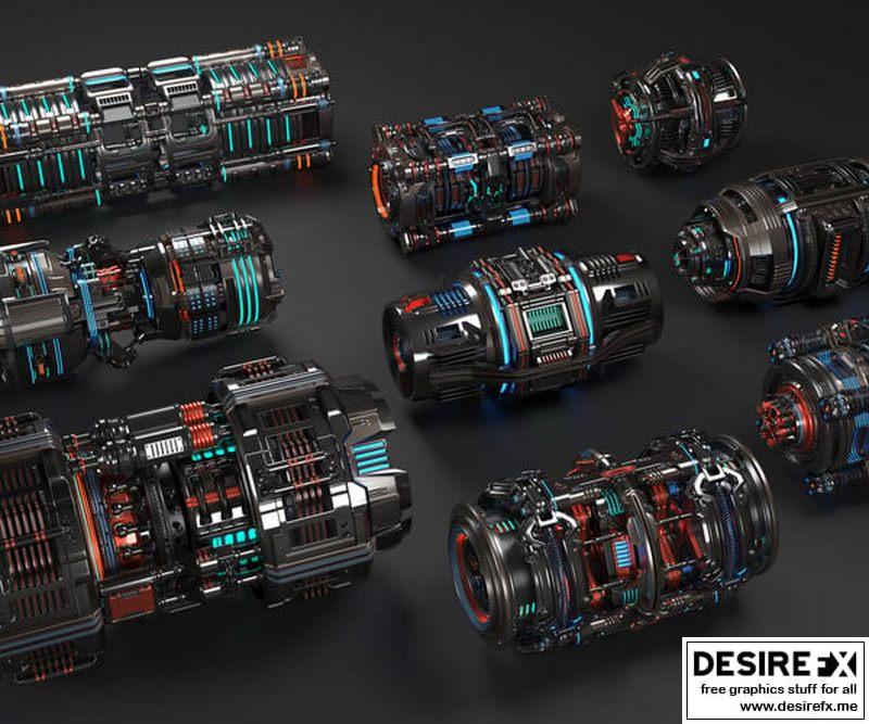 Desire FX 3d models | Sci Fi Mega Elements KITBASH – SUBDIVISION READY