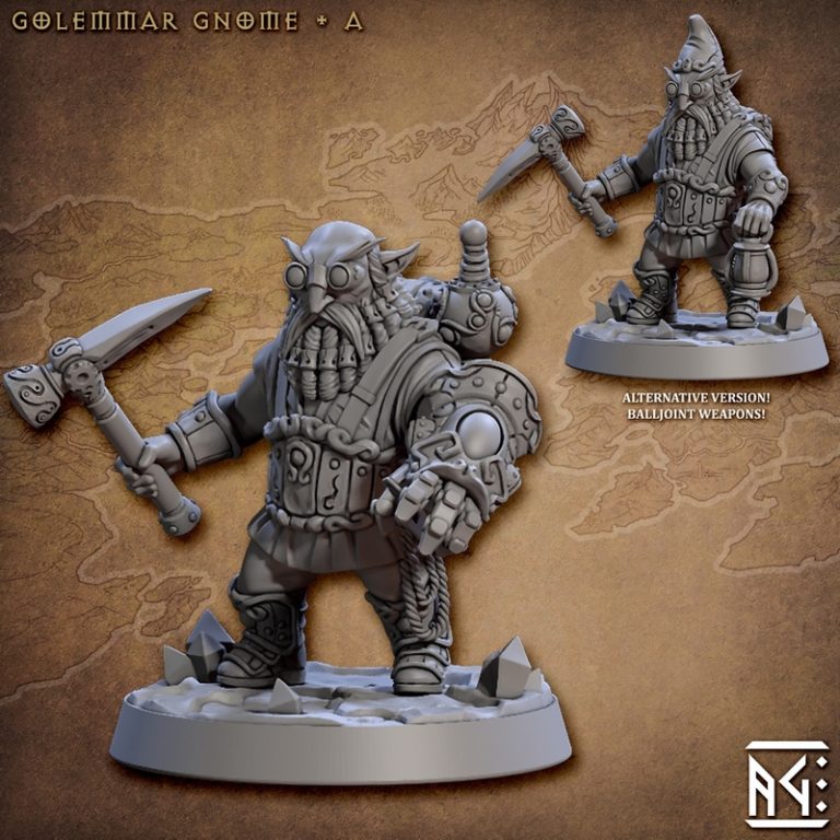 Desire FX 3d Models | Artisan Guild – Golemmar Gnome A – 3D Print Model STL