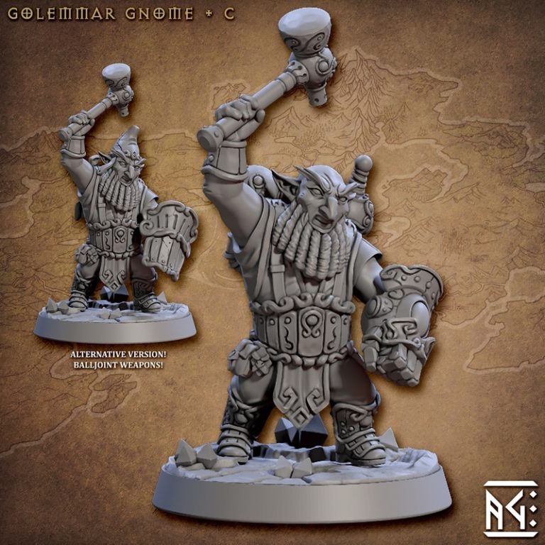 Desire FX 3d Models | Artisan Guild – Golemmar Gnome C – 3D Print Model STL