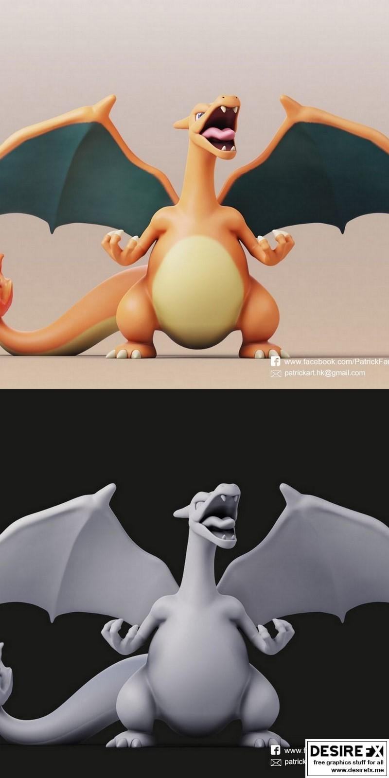 Pokemon - Mega Charizard X with cuts and as a whole | 3D Print Model