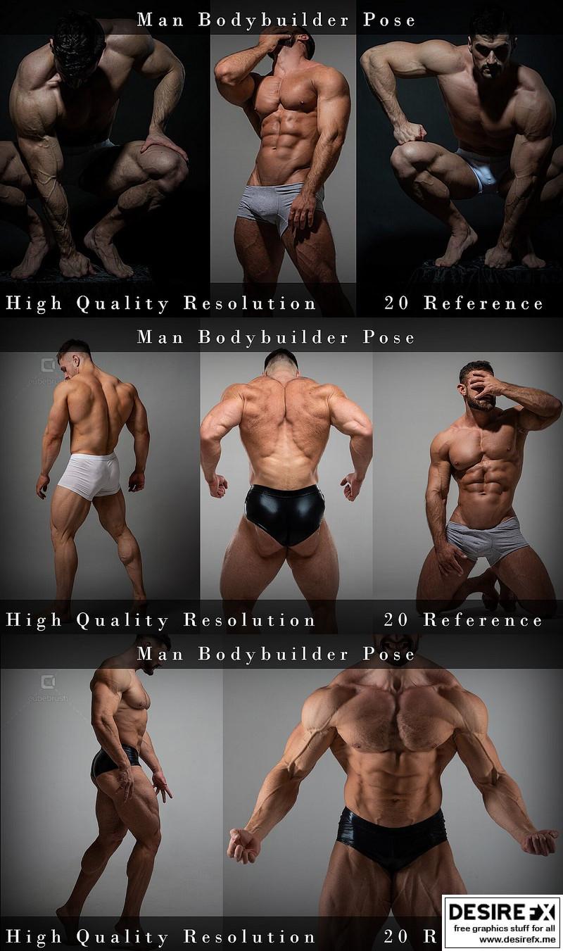 Bodybuilder muscle muscly strong man pose fitness Vector Image