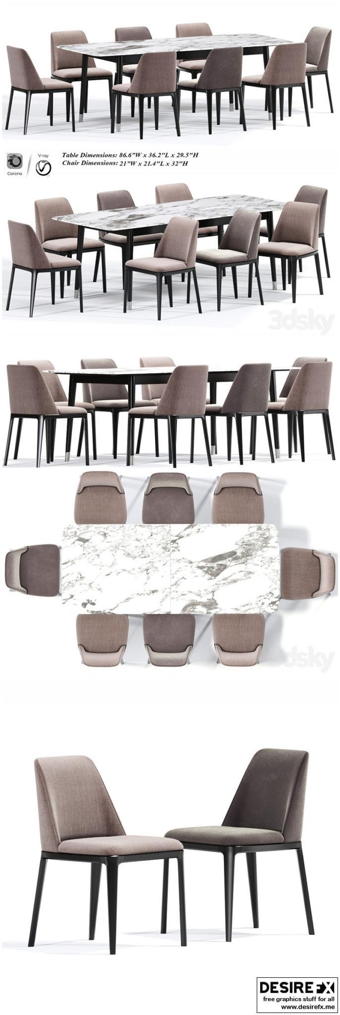 Desire FX 3d models | Poliform Grace Dining Chair Table – 3D Model