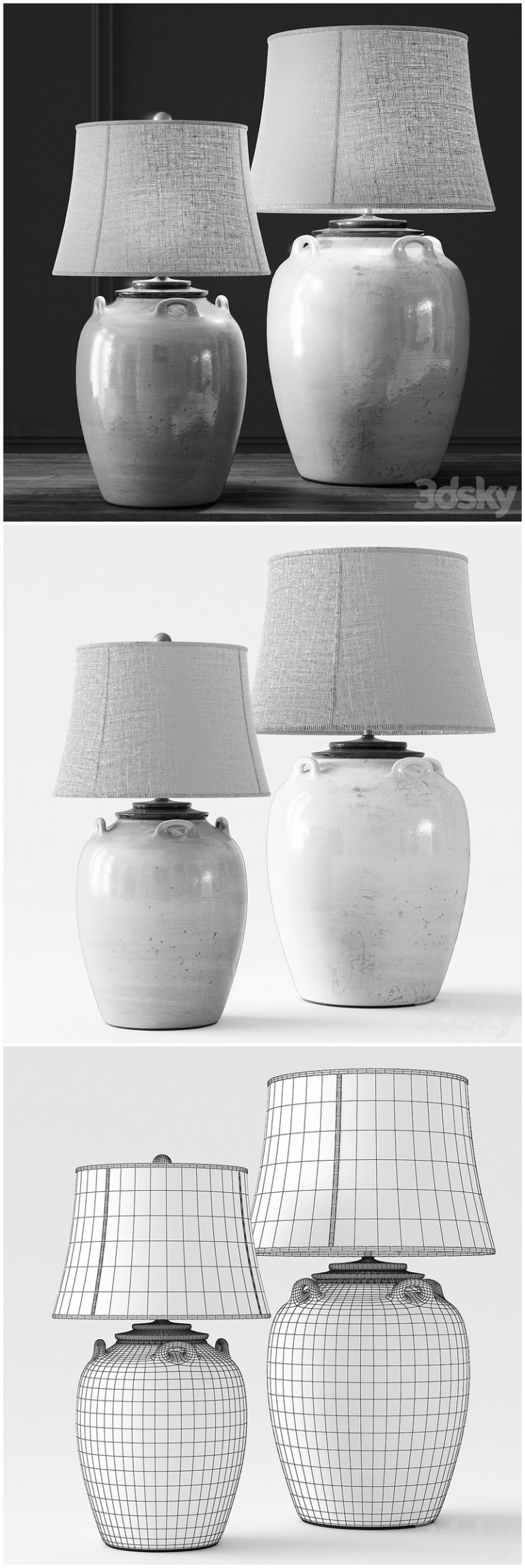 Desire FX 3d models | Pottery Barn Courtney Ceramic Table Lamps – 3D Model