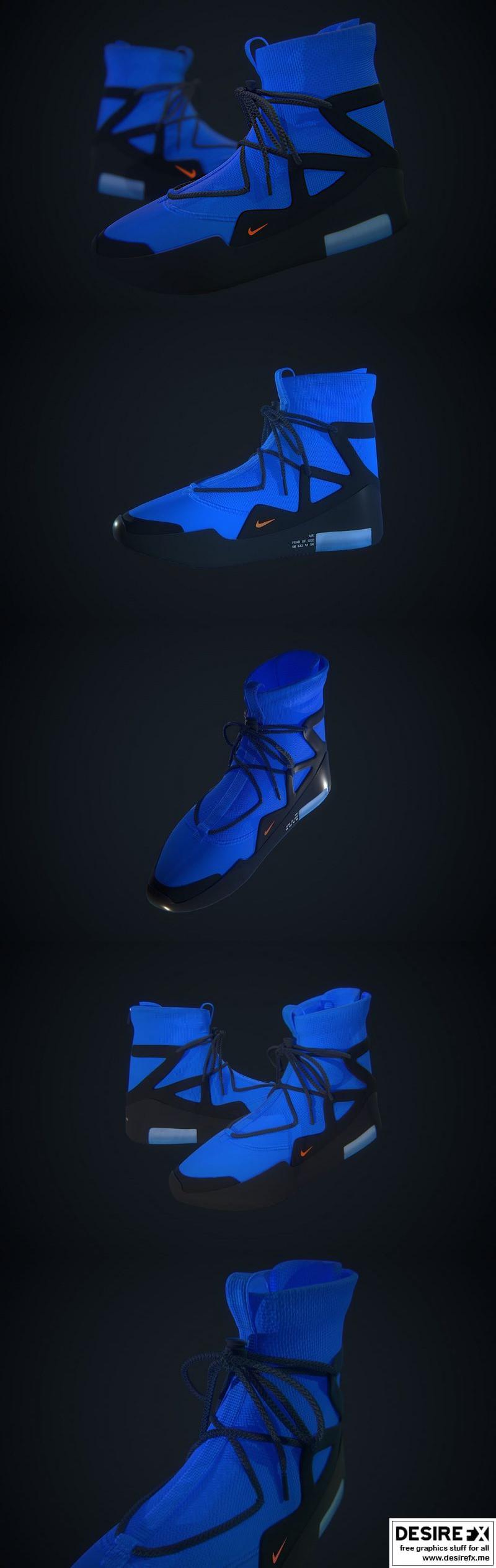 Desire FX 3d models | Nike Air Fear of God – Blue Custom Low-poly 3D model