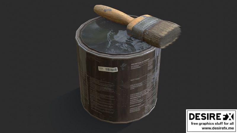 Desire FX 3d models | Paint Bucket and Paint Brush Low-poly 3D model
