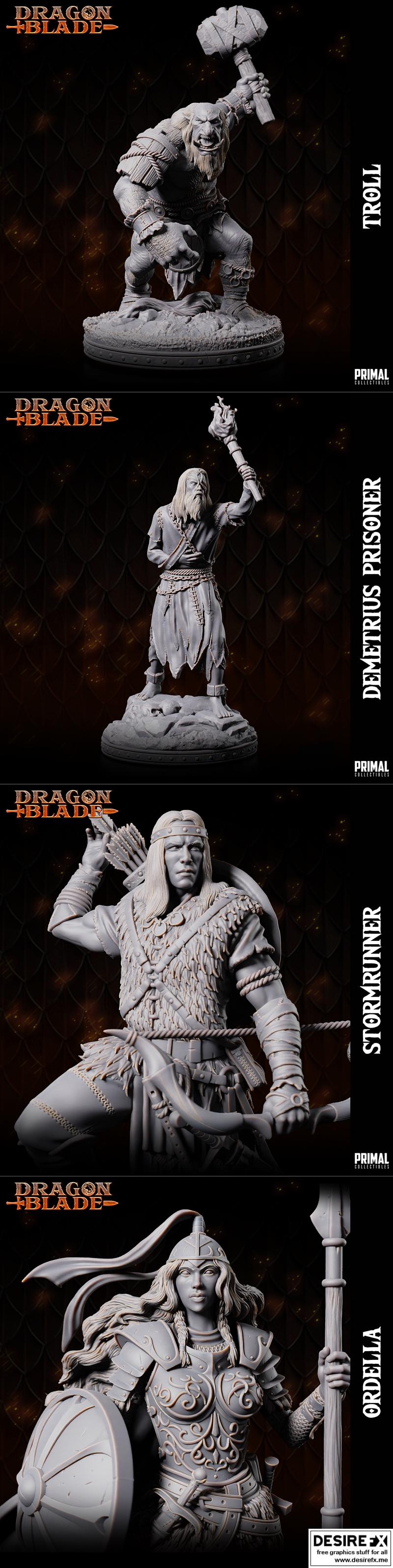 3D Printable 11 miniatures - 32mm - Heroes of the Blade - DRAGONBLADE by  PRIMAL Collectibles