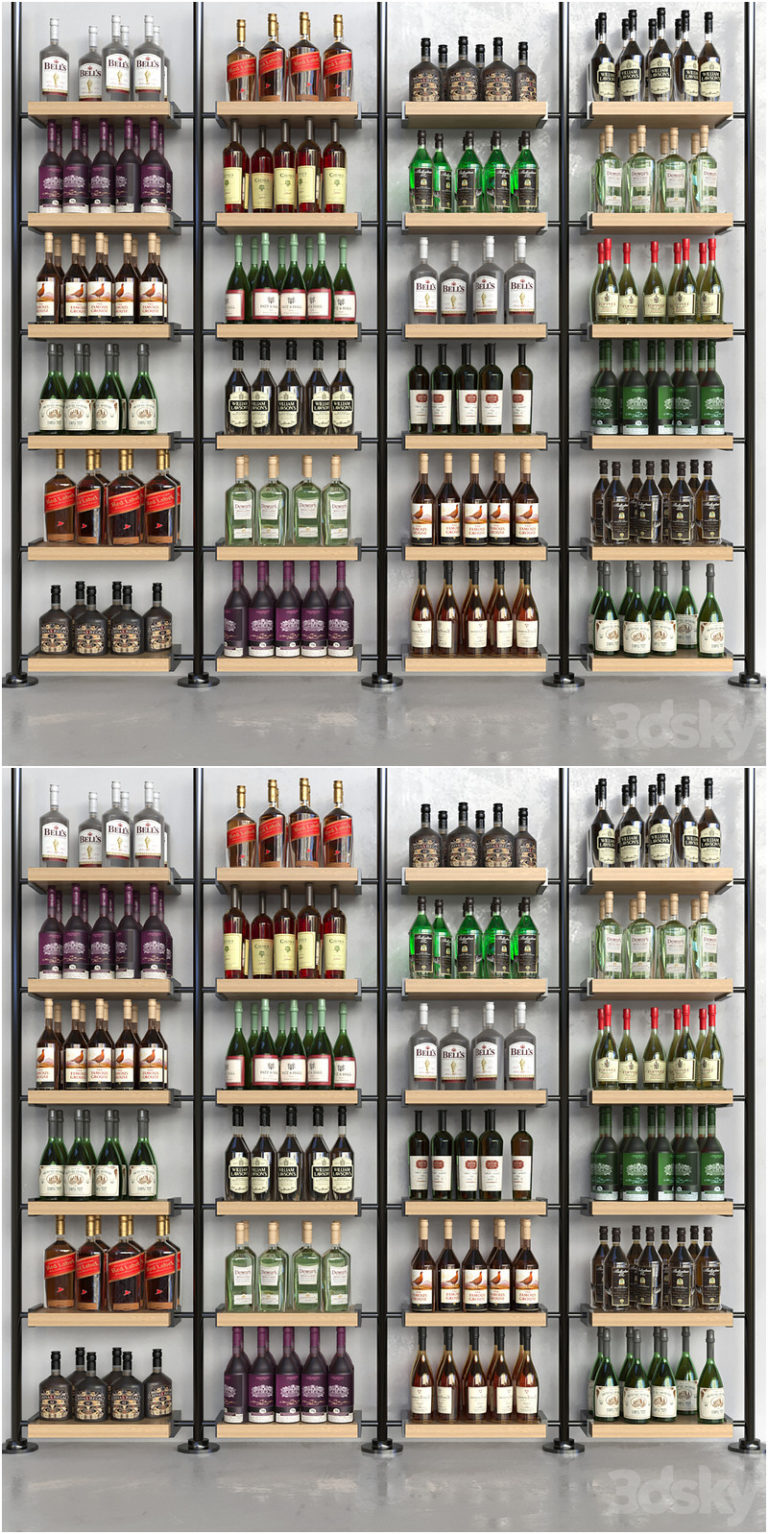 Desire FX 3d models | A rack with collection alcohol in a supermarket ...