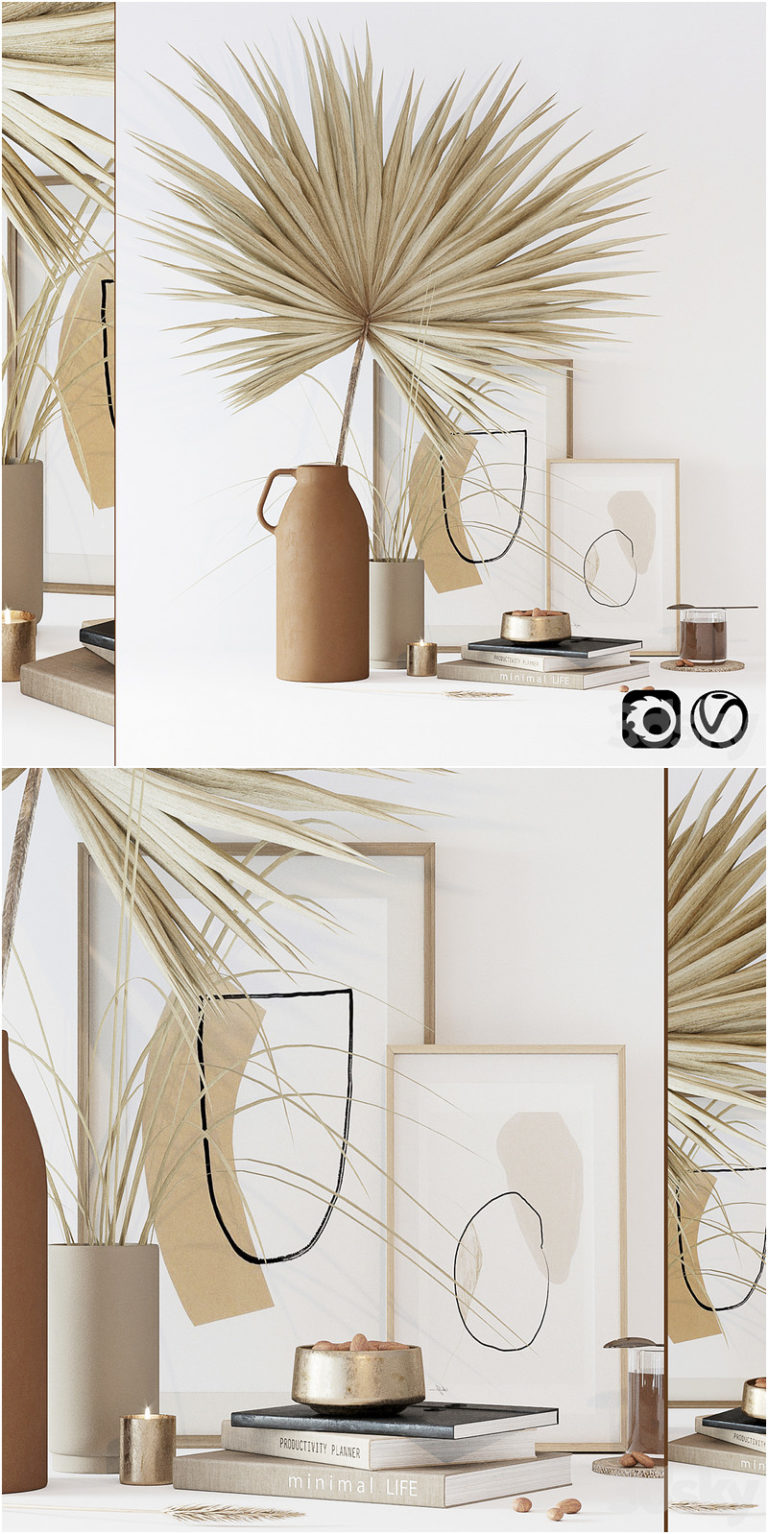 Desire FX 3d models | Decorative set with dryed palm – 3D Model