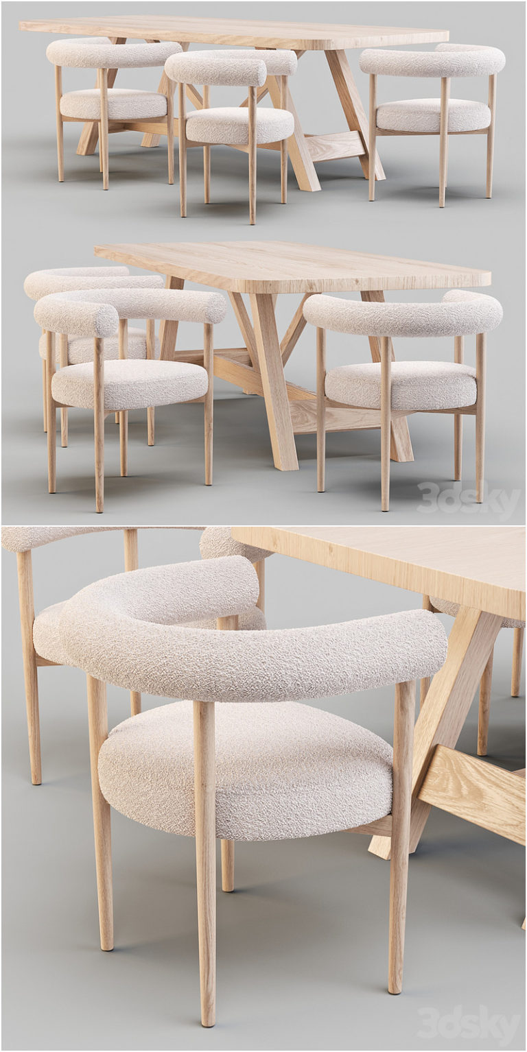 Desire FX 3d models Dining Set Crate and Barrel (Aya Table and Mazz