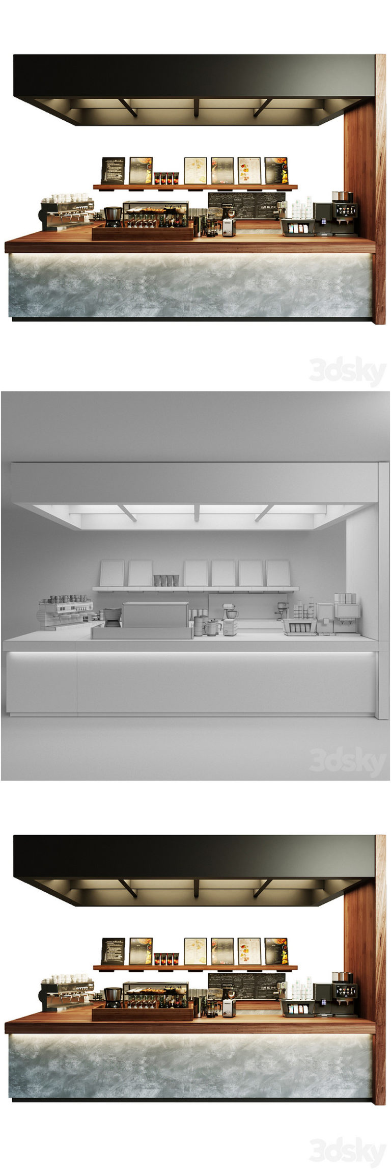 Desire FX 3d models | Design project of a coffee shop with a showcase ...