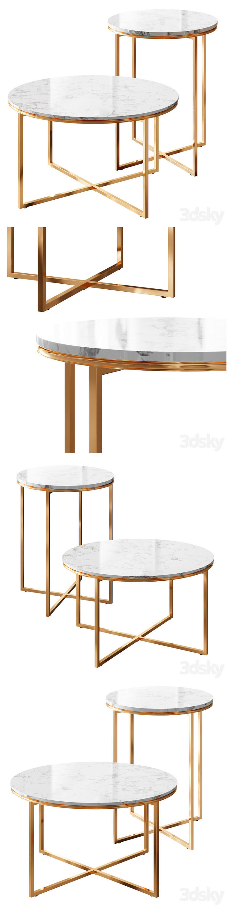 Desire FX 3d models | Marble Gold Tables Set – 3D Model