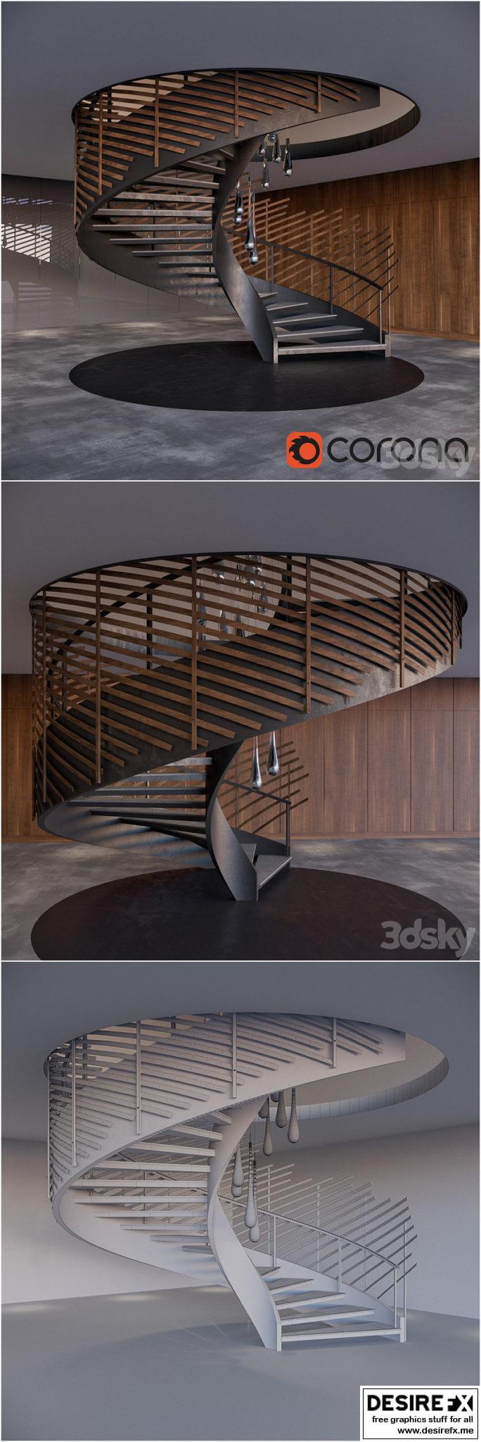 Desire FX 3d models | Spiral staircase with installation – 3D Model