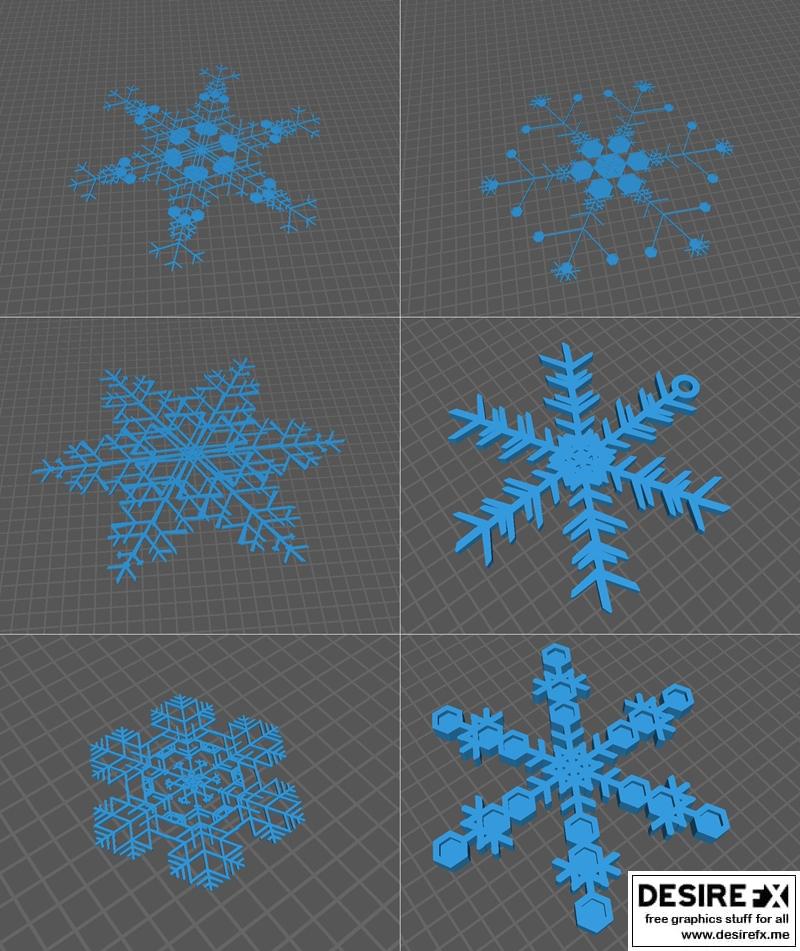 Snowflakes Pack 3D model 3D printable