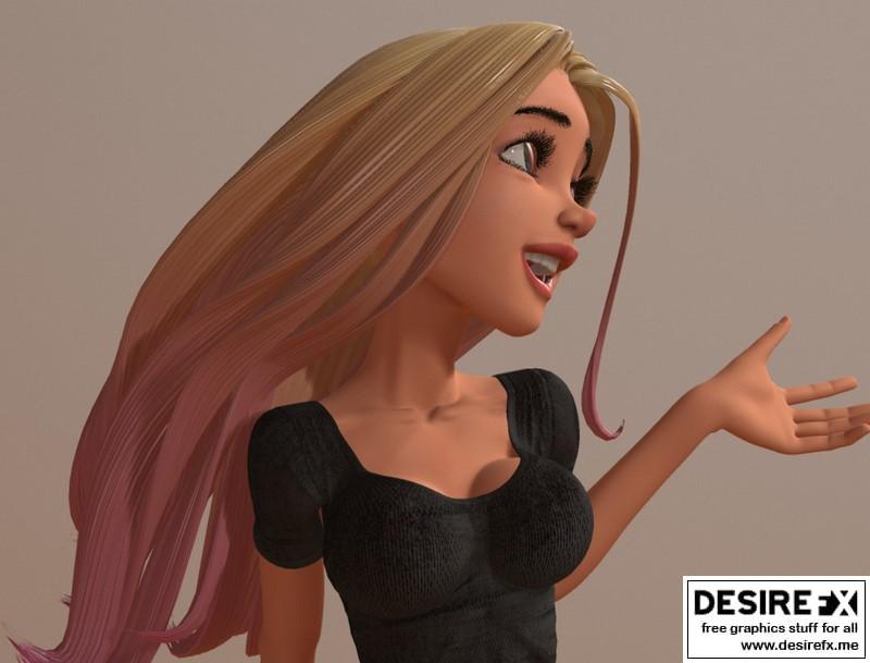 Desire FX 3d models | Anya skinny blonde girl in a black blouse 3D model