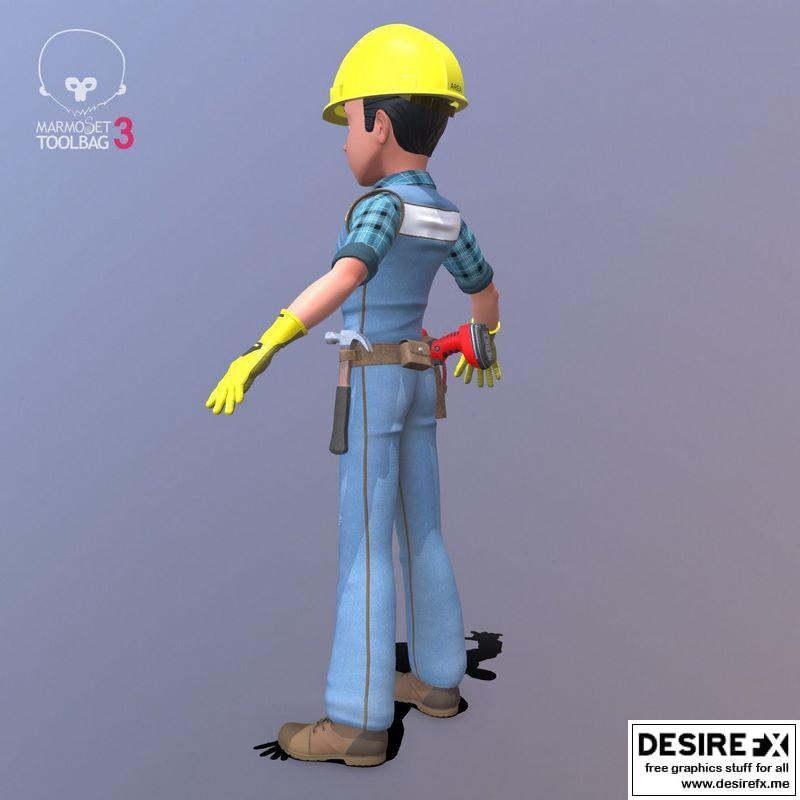 Desire FX 3d models | Builder construction worker Low-poly 3D model
