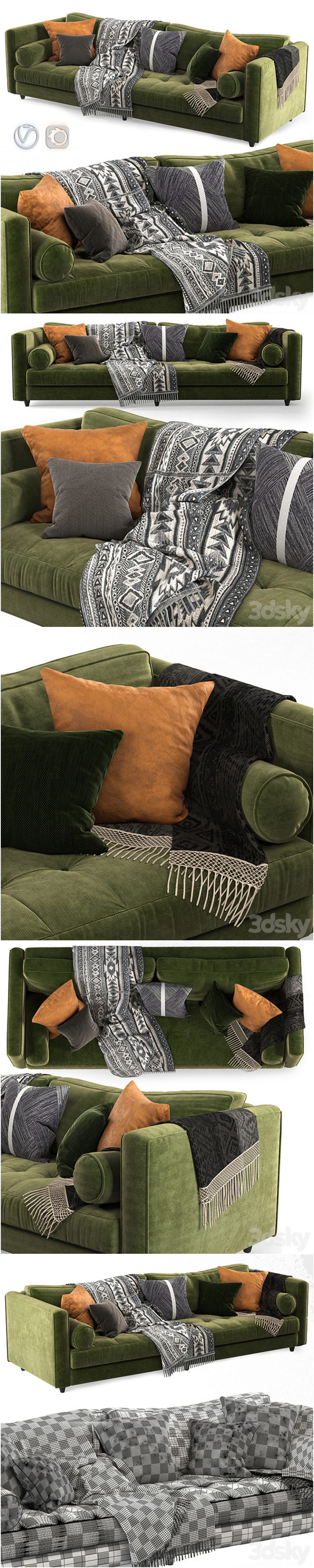 Desire FX 3d models | Article sven sofa Green-02 – 3D Model