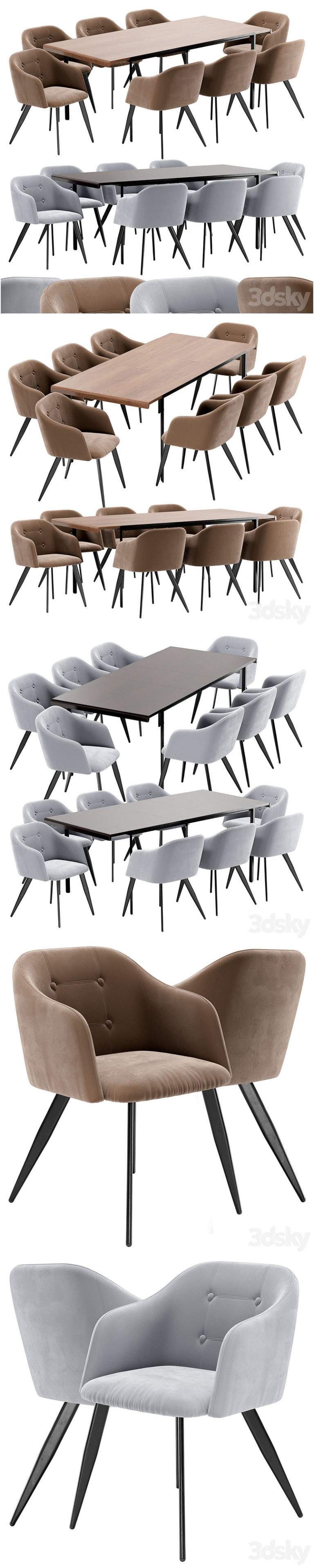 Desire FX 3d models | DC-9505 dining chair and Nadyria table – 3D Model