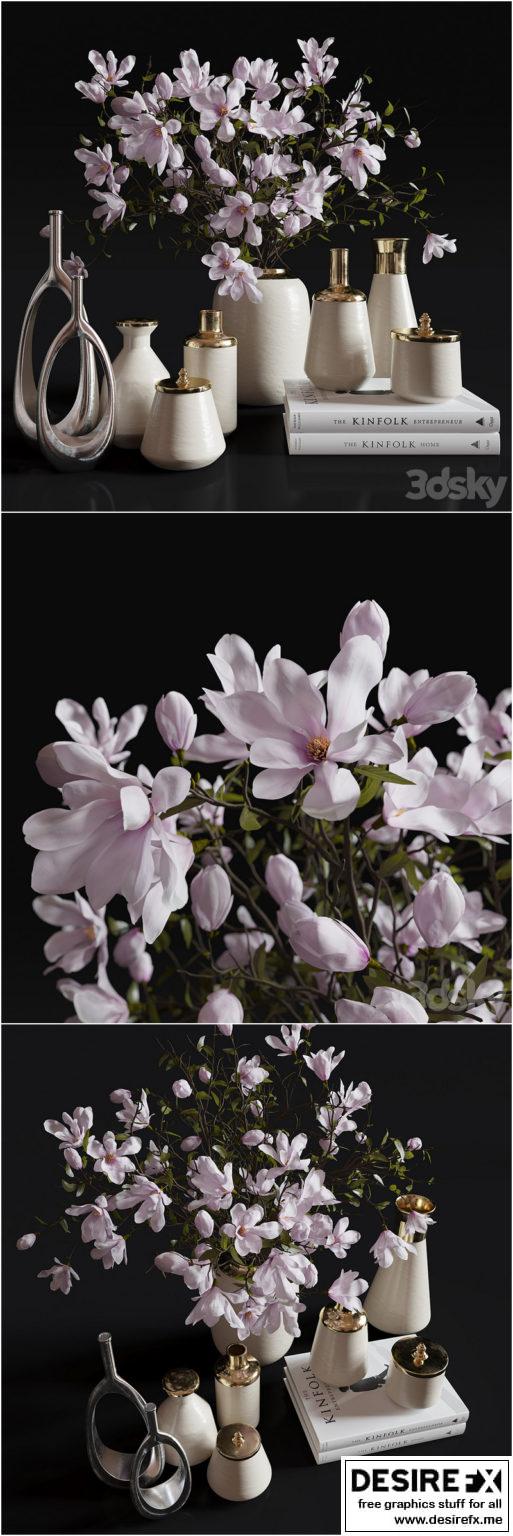 Desire FX 3d models | Decoration Set 30 Magnolia and Vases – 3D Model
