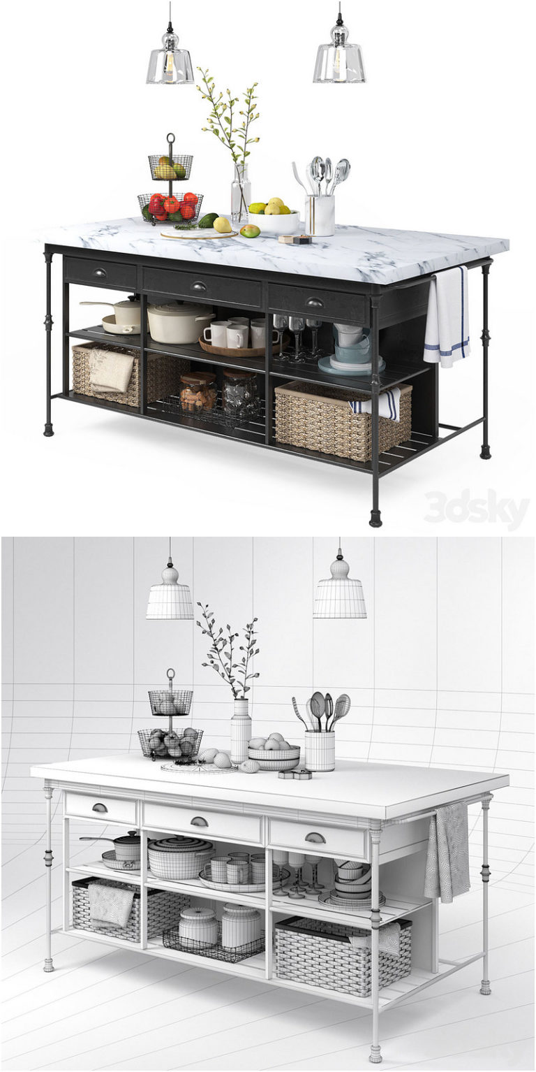 Desire FX 3d models | Kitchen decor set – Crate and barrel – 3D Model