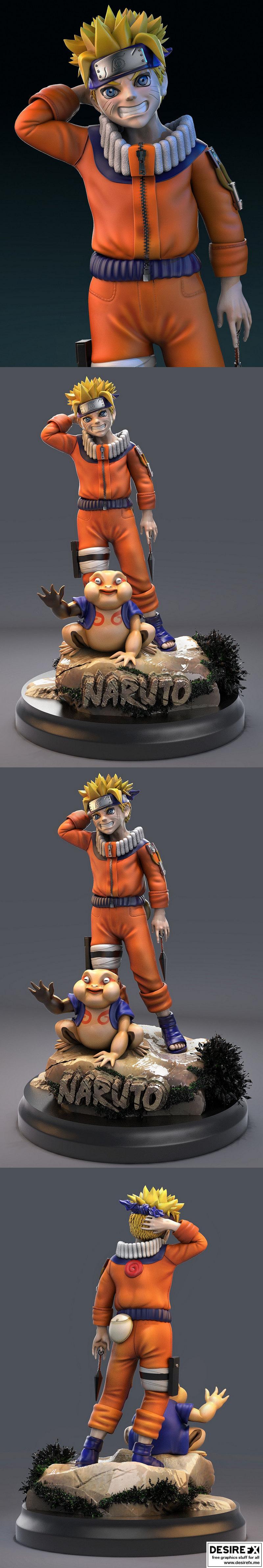 Naruto Uzomaki Com Modelo 3d Ilustração Stock - Ilustração de