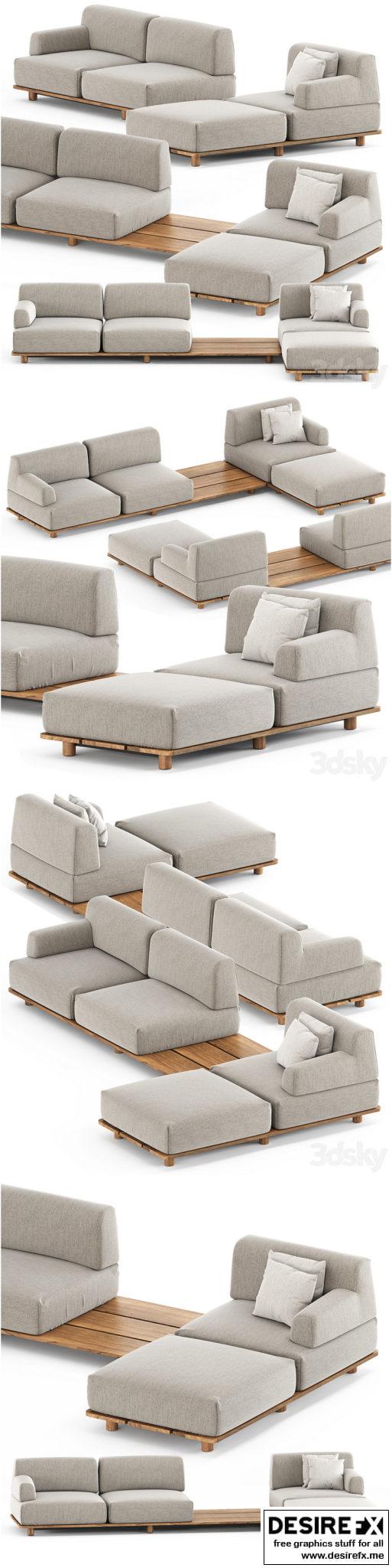 Desire FX 3d models | Palco sofa module set 3 by Kristalia – 3D Model