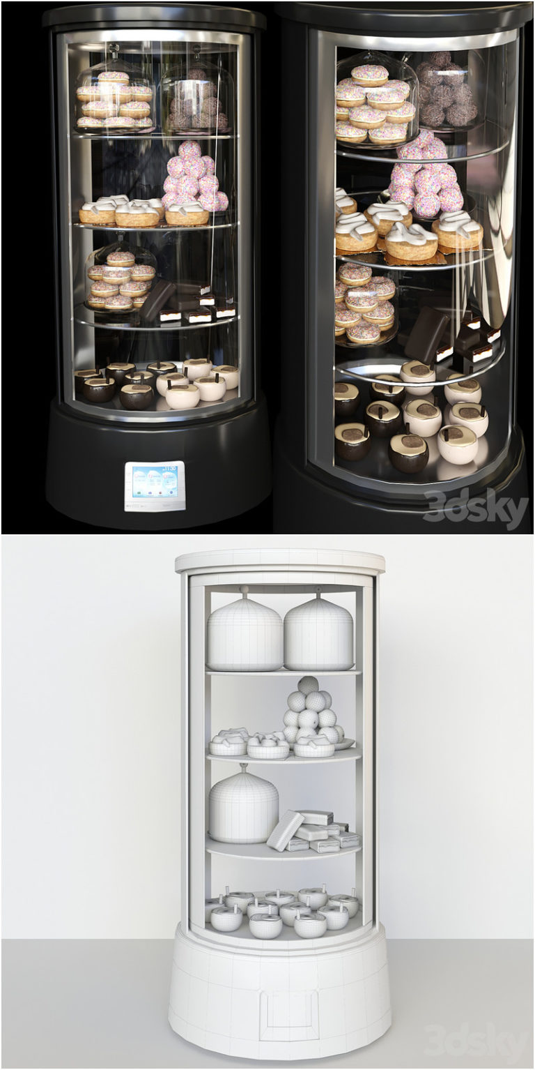 Desire FX 3d models | Refrigerator in a cafe with desserts and various ...