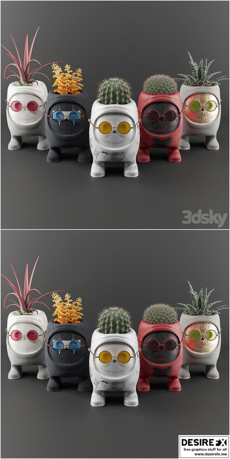 Desire FX 3d models Plant pot set 002 3D Model Desire FX 3d models Plant pot set 002 3D Model