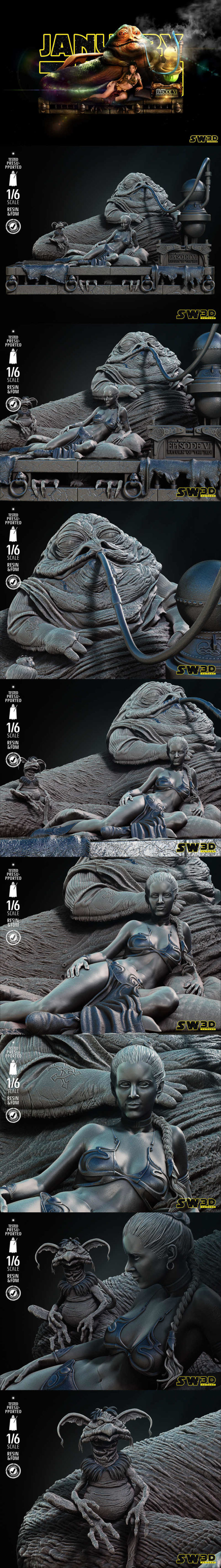 Desire FX 3d models | Star Wars – Jabba and Leia Diorama – 3D Print Model