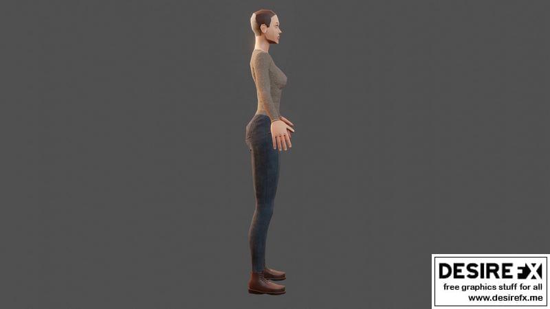 3D model Ladies Boyfriend Jeans Pants VR / AR / low-poly
