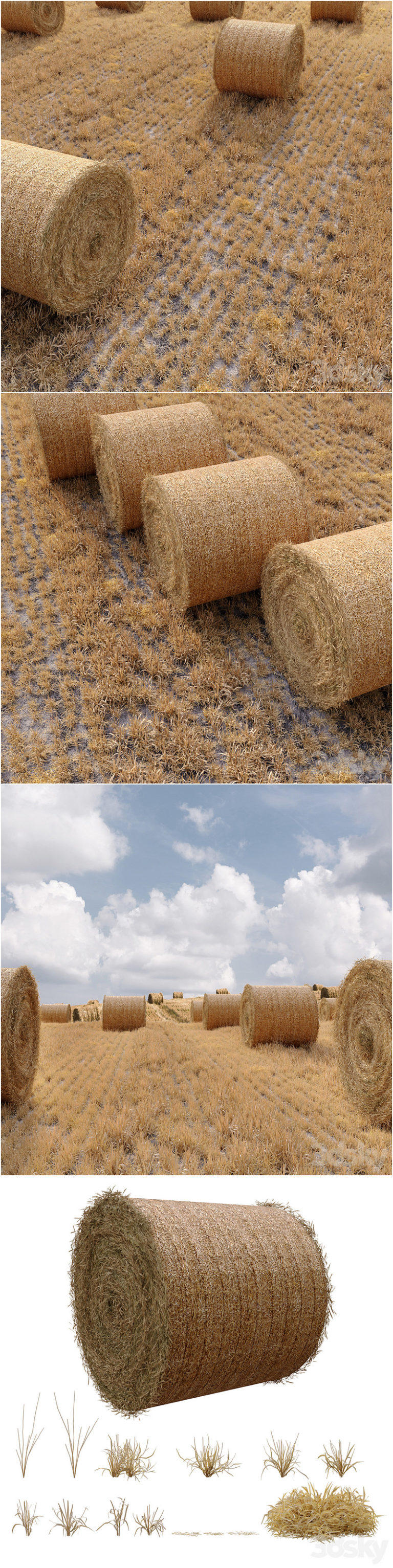 Hay Project Model Desire FX 3d models | Farm field with hay bale – 3D Model
