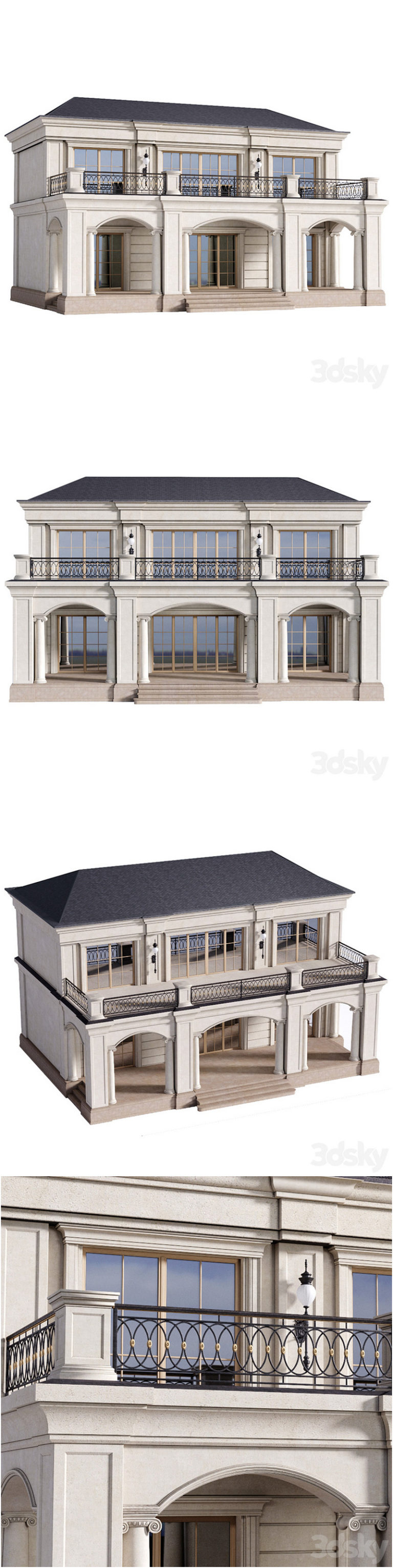 Desire FX 3d models | The facade of a private house in modern light ...