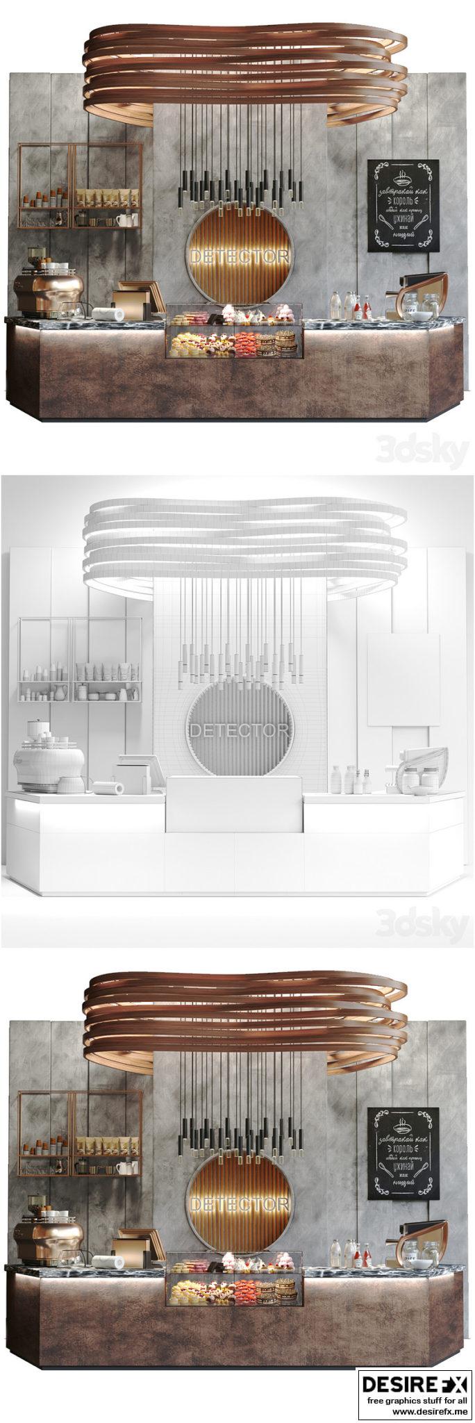 Desire FX 3d models | Design project of a cafe with desserts in the ...