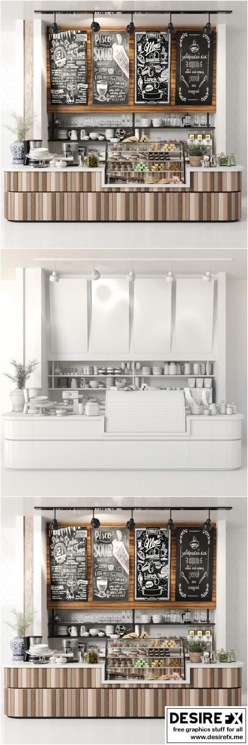 Desire FX 3d models | Design project of coffee point with desserts and ...