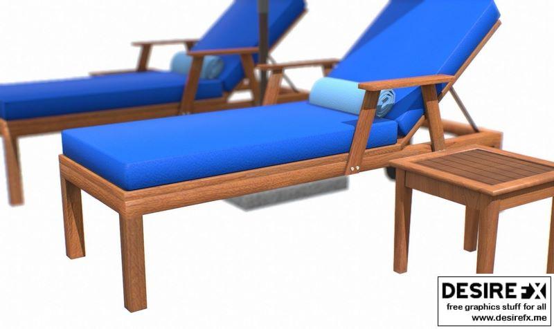 Desire FX 3d models | Lounge Chair and Umbrella Low-poly 3D model