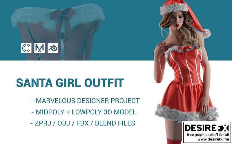 Desire FX 3d models | Santa Girl Outfit Lowpoly PBR Marvelous Designer ...