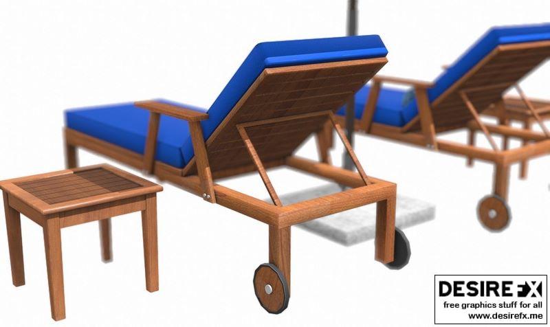 Desire FX 3d models | Lounge Chair and Umbrella Low-poly 3D model