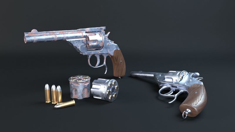 Desire FX 3d models | Revolver PBR tow texture set Low-poly 3D model