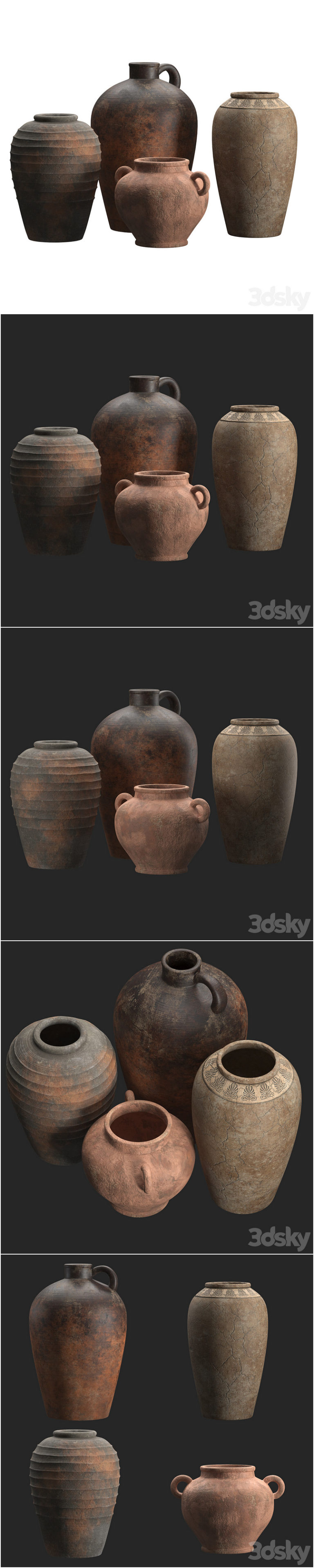 Desire FX 3d models | Artisan clay vases set – 3D Model